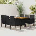 Set mobilier de exterior, 7 piese, negru, poliratan GartenMobel Dekor