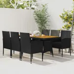 Set mobilier de exterior, 7 piese, negru, poliratan GartenMobel Dekor