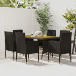 Set mobilier de exterior, 7 piese, negru, poliratan GartenMobel Dekor