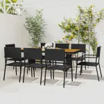Set mobilier de exterior, 9 piese, negru, poliratan GartenMobel Dekor
