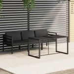 Set mobilier de grădină cu perne, 4 piese, antracit, aluminiu GartenMobel Dekor
