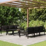 Set mobilier de grădină cu perne, 7 piese, antracit, aluminiu GartenMobel Dekor