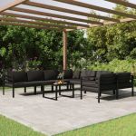 Set mobilier de grădină cu perne, 9 piese, antracit, aluminiu GartenMobel Dekor
