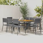 Set de mobilier de exterior, 9 piese, gri, poliratan GartenMobel Dekor