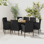 Set mobilier de exterior, 9 piese, negru, poliratan GartenMobel Dekor