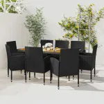 Set mobilier de exterior, 9 piese, negru, poliratan GartenMobel Dekor
