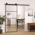 Ușă glisantă cu set feronerie, 90x205 cm, sticlă ESG/aluminiu GartenMobel Dekor