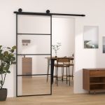 Ușă glisantă cu set feronerie, 90x205 cm, sticlă ESG/aluminiu GartenMobel Dekor