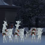 Reni de Crăciun, 6 buc., alb și alb rece, plasă GartenMobel Dekor