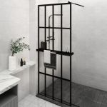Paravan duș walk-in cu raft negru 80x195 cm sticlă ESG/aluminiu GartenMobel Dekor