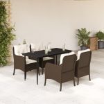 Set mobilier de grădină, 5 piese, cu perne, maro, poliratan GartenMobel Dekor