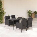 Set mobilier de grădină cu perne, 5 piese, negru, poliratan GartenMobel Dekor