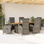 Set mobilier de grădină cu perne, 7 piese, gri, poliratan GartenMobel Dekor