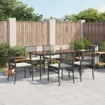 Set mobilier de grădină cu perne, 7 piese, negru, poliratan GartenMobel Dekor