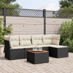 Set mobilier de grădină cu perne, 6 piese, negru, poliratan GartenMobel Dekor