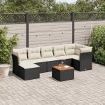 Set mobilier de grădină cu perne, 8 piese, negru, poliratan GartenMobel Dekor