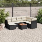 Set mobilier de grădină cu perne, 8 piese, negru, poliratan GartenMobel Dekor