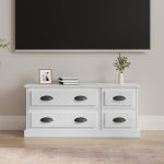 Comodă TV, alb extralucios, 100x35,5x45 cm, lemn prelucrat GartenMobel Dekor