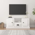 Comodă TV, alb extralucios, 100x35,5x45 cm, lemn prelucrat GartenMobel Dekor