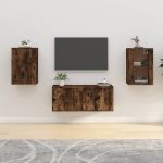 Dulapuri TV montaj pe perete 2 buc stejar fumuriu 40x34,5x60 cm GartenMobel Dekor