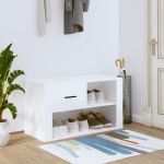 Pantofar, alb extralucios, 80x35x45 cm, lemn compozit GartenMobel Dekor