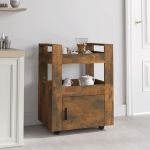 Cărucior de bucătărie stejar fumuriu 60x45x80 cm lemn prelucrat GartenMobel Dekor