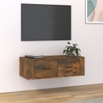 Dulap TV suspendat, stejar fumuriu, 80x36x25 cm, lemn compozit GartenMobel Dekor