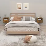 Noptiere de perete, 2 buc., stejar fumuriu, 50x36x40 cm GartenMobel Dekor