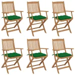 Scaune grădină pliabile, cu perne, 6 buc., lemn masiv de acacia GartenMobel Dekor