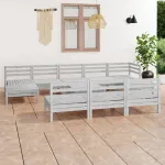 Set mobilier de grădină, 11 piese, alb, lemn masiv de pin GartenMobel Dekor