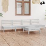 Set mobilier de grădină, 5 piese, alb, lemn masiv de pin GartenMobel Dekor