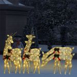 Reni de Crăciun, 6 buc., auriu alb cald, plasă GartenMobel Dekor
