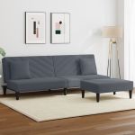 Set canapea cu perne, 2 piese, gri închis, catifea GartenMobel Dekor