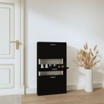 Pantofar, negru, 59x17x108 cm, lemn compozit GartenMobel Dekor