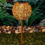 HI Lampă cu LED solară pentru grădină, ușoară, 18 cm, maro, metal GartenMobel Dekor