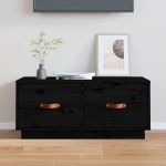 Comodă TV, negru, 80x34x35 cm, lemn masiv de pin GartenMobel Dekor
