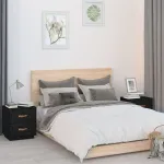 Noptiere, 2 buc., negru, 40x34x45 cm, lemn masiv de pin GartenMobel Dekor