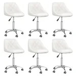 Scaune de bucătărie pivotante, 6 buc., alb, piele ecologică GartenMobel Dekor