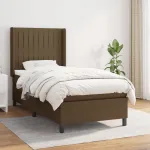 Pat box spring cu saltea, maro închis, 90x200 cm, textil GartenMobel Dekor