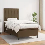Pat box spring cu saltea, maro închis, 90x200 cm, textil GartenMobel Dekor