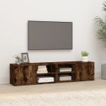 Comode TV, 2 buc., stejar fumuriu, 80x31,5x36 cm lemn prelucrat GartenMobel Dekor
