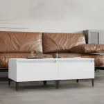 Mese laterale 2 buc. alb extralucios 50x46x35 cm lemn compozit GartenMobel Dekor