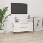 Comodă TV, alb extralucios, 102x44,5x50 cm, lemn prelucrat GartenMobel Dekor