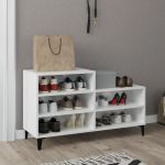 Pantofar, alb extralucios, 102x36x60 cm, lemn compozit GartenMobel Dekor