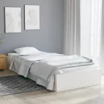 Cadru de pat mic single, alb, 75x190 cm, lemn masiv GartenMobel Dekor