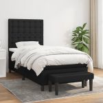 Pat box spring cu saltea, negru, 90x200 cm, textil GartenMobel Dekor