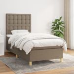 Pat box spring cu saltea, gri taupe, 90x190 cm, textil GartenMobel Dekor