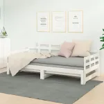 Pat extensibil de zi, alb, 2x(90x190) cm, lemn masiv de pin GartenMobel Dekor