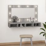 Dulap cu oglindă și LED, gri sonoma, 90x31,5x62 cm GartenMobel Dekor