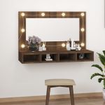 Dulap cu oglindă și LED, stejar maro, 90x31,5x62 cm GartenMobel Dekor